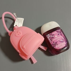 Bath & Body Works Pink Backpack Holder with Winterberry Ice Sanitizer